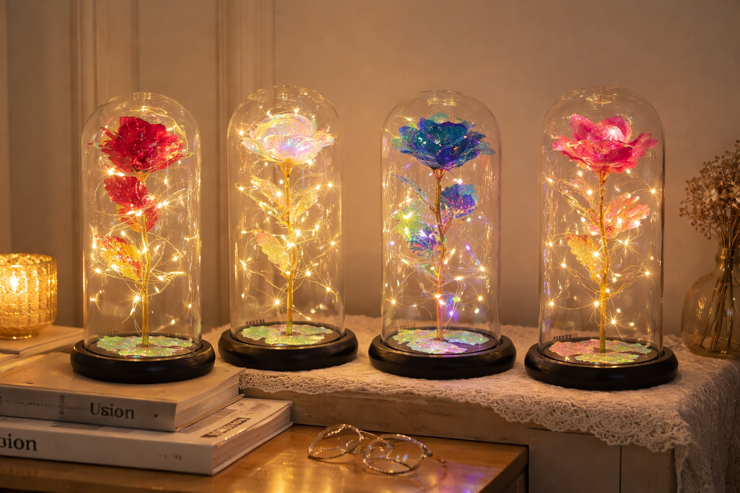 Rosa Eterna con Luces LED: El Símbolo del Amor Infinito (Edición San Valentín)